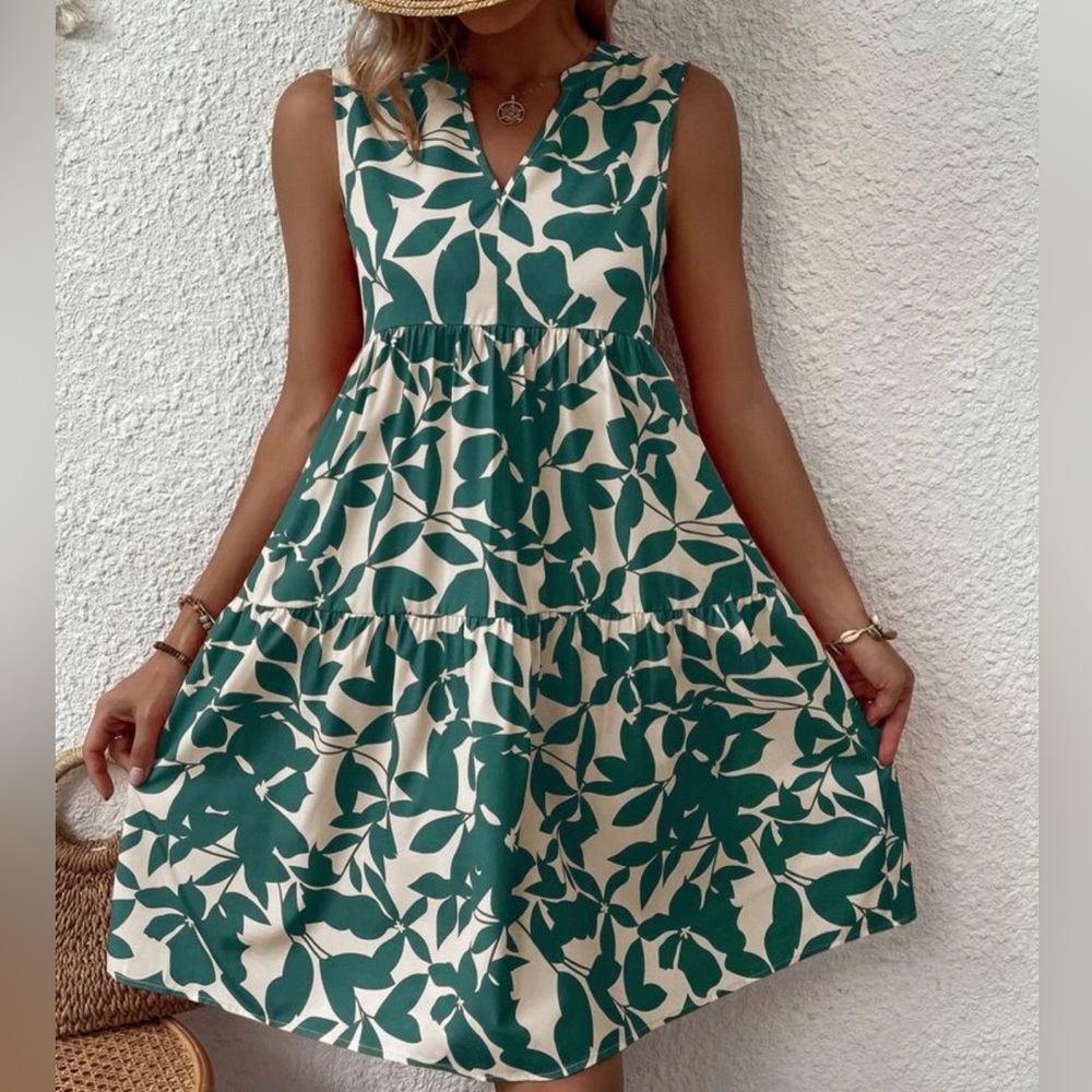 Ladies Floral Green Light weight dress